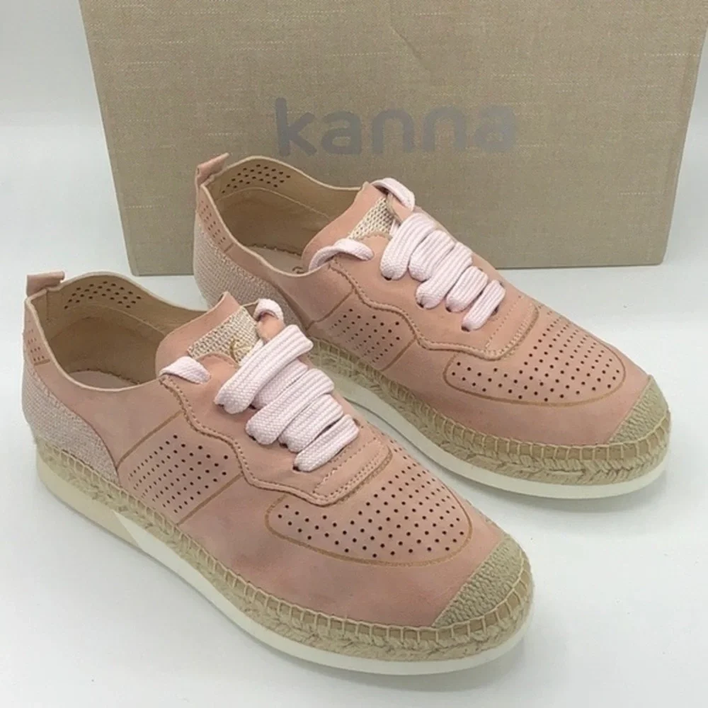 KANNA Pink sparkle perforated Espadrille Sneakers